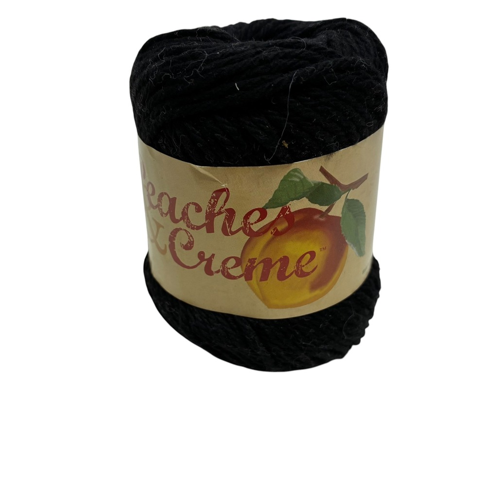 Peaches & Creme Black Cotton Yarn Worsted Medium 4 120 Yards 100% Cotton 01040